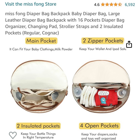 Miss fong bucket diaper bag in cognac - Picture 4 of 5